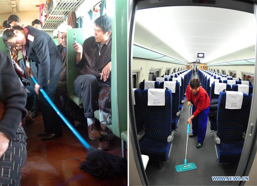 Xinhua Headlines: Moving China: The Spring Festival train journey now and then