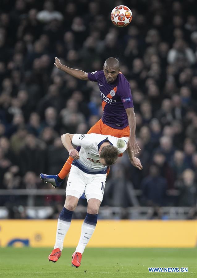 (SP)BRITAIN-LONDON-FOOTBALL-CHAMPIONS LEAGUE-QUARTERFINAL-TOT HOTSPUR VS MAN CITY