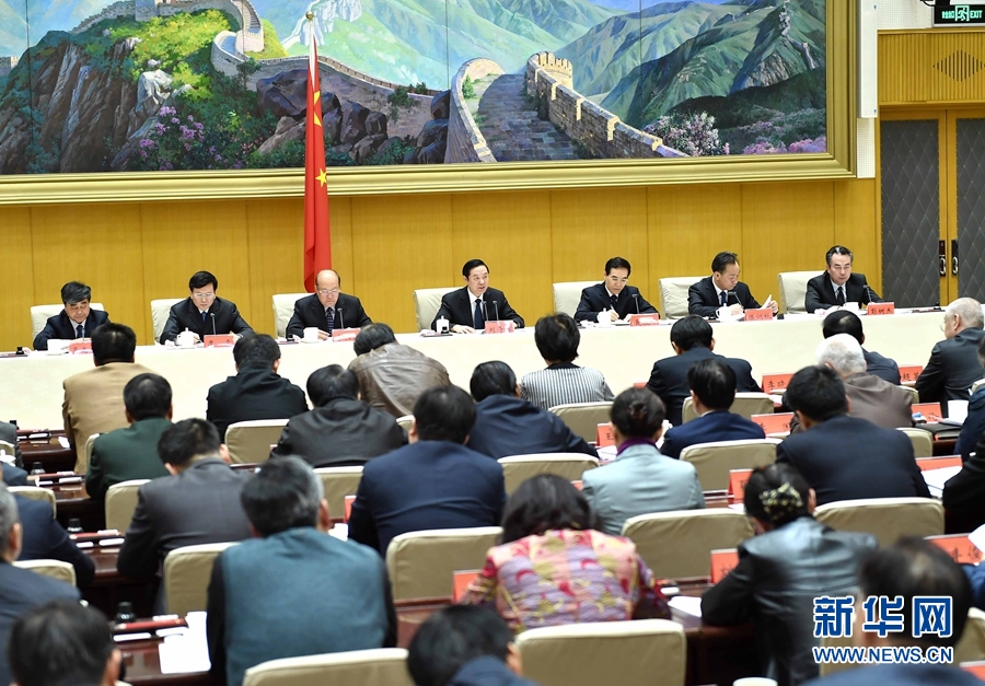 1月13日，中共中央政治局委員、中宣部部長(zhǎng)、全國(guó)“掃黃打非”工作小組組長(zhǎng)劉奇葆在北京出席第三十次全國(guó)“掃黃打非”工作電視電話會(huì)議。新華社記者 李濤 攝