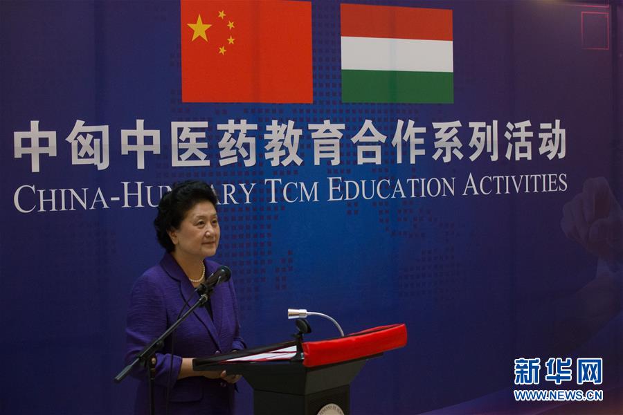 6月18日，在匈牙利布達(dá)佩斯，中國(guó)國(guó)務(wù)院副總理劉延?xùn)|出席中匈中醫(yī)藥教育合作系列活動(dòng)時(shí)講話。中國(guó)國(guó)務(wù)院副總理劉延?xùn)|18日在布達(dá)佩斯考察匈牙利塞梅爾維斯醫(yī)科大學(xué)并出席中匈中醫(yī)藥教育合作系列活動(dòng)。 新華社發(fā)（弗爾季·奧蒂洛攝）