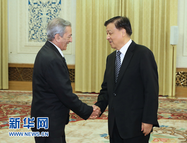 6月21日，中共中央政治局常委、中央書記處書記劉云山在北京會(huì)見古共中央書記處書記、國(guó)際關(guān)系部部長(zhǎng)巴拉格爾率領(lǐng)的古巴共產(chǎn)黨代表團(tuán)。新華社記者馬占成攝