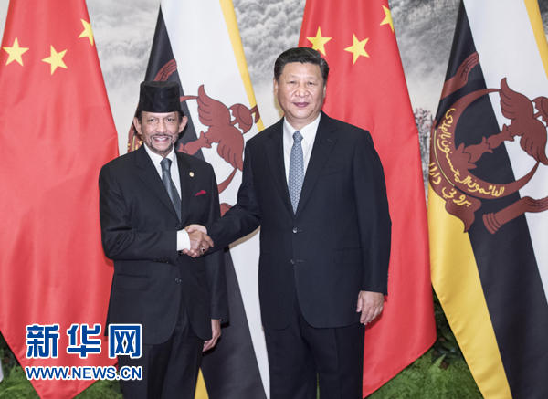 9月13日，國家主席習(xí)近平在北京人民大會堂同文萊蘇丹哈桑納爾舉行會談。 新華社記者 李濤 攝