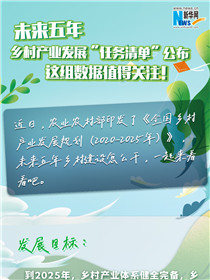 未來五年鄉(xiāng)村產(chǎn)業(yè)發(fā)展“任務(wù)清單”公布 這組數(shù)據(jù)值得關(guān)注！