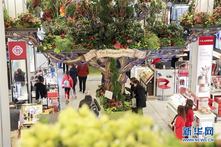 （國(guó)際）（1）紐約：“春日童話(huà)”花展亮相梅西百貨