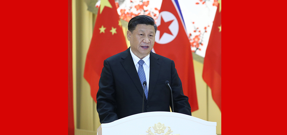 習(xí)近平出席朝鮮勞動黨委員長、國務(wù)委員會委員長金正恩舉行的歡迎宴會